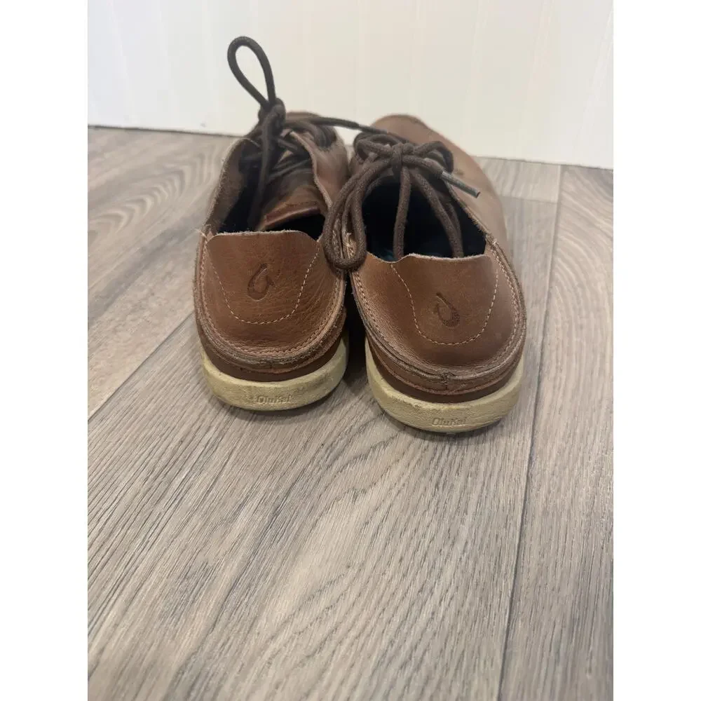 Olukai Nalukai Mens 9.5 Chukka Shoes Brown Leather Lace-Up shoes Drop Heel